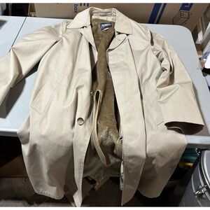 Vintage Strawbridge Clothier Trench Coat Size 40 Long Khaki Brown Jacket USA